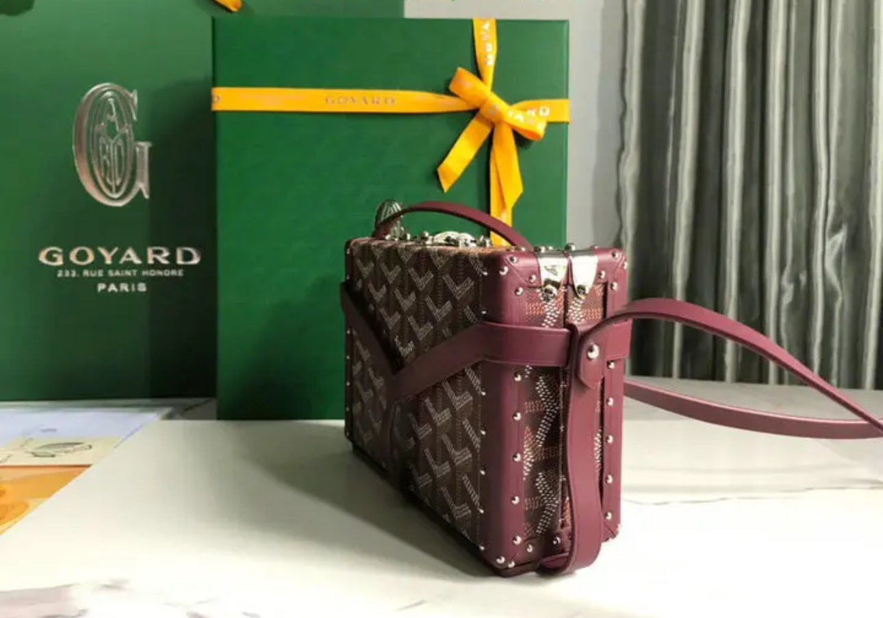 Goyard Leather And Coated Canvas Minaudiere Bag - Image 8