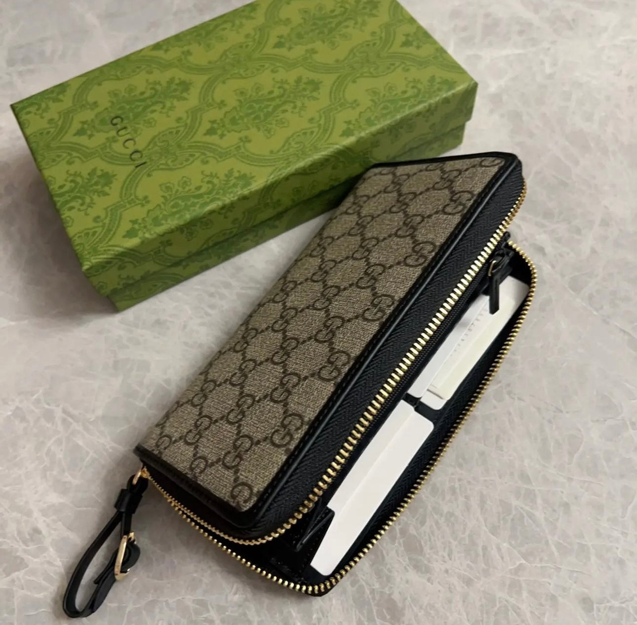 Gucci GG Supreme Monogram Zip Around Wallet - Image 2