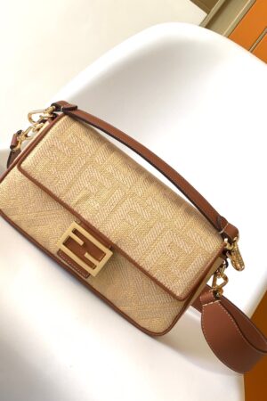 Fendi Baguette FF-embroidery Crossbody Bag