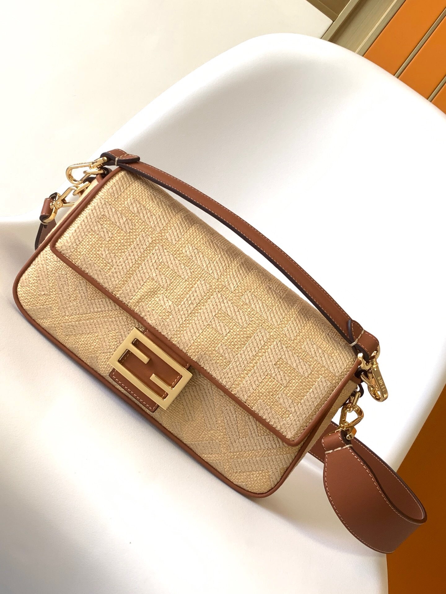 Fendi Baguette FF-embroidery Crossbody Bag