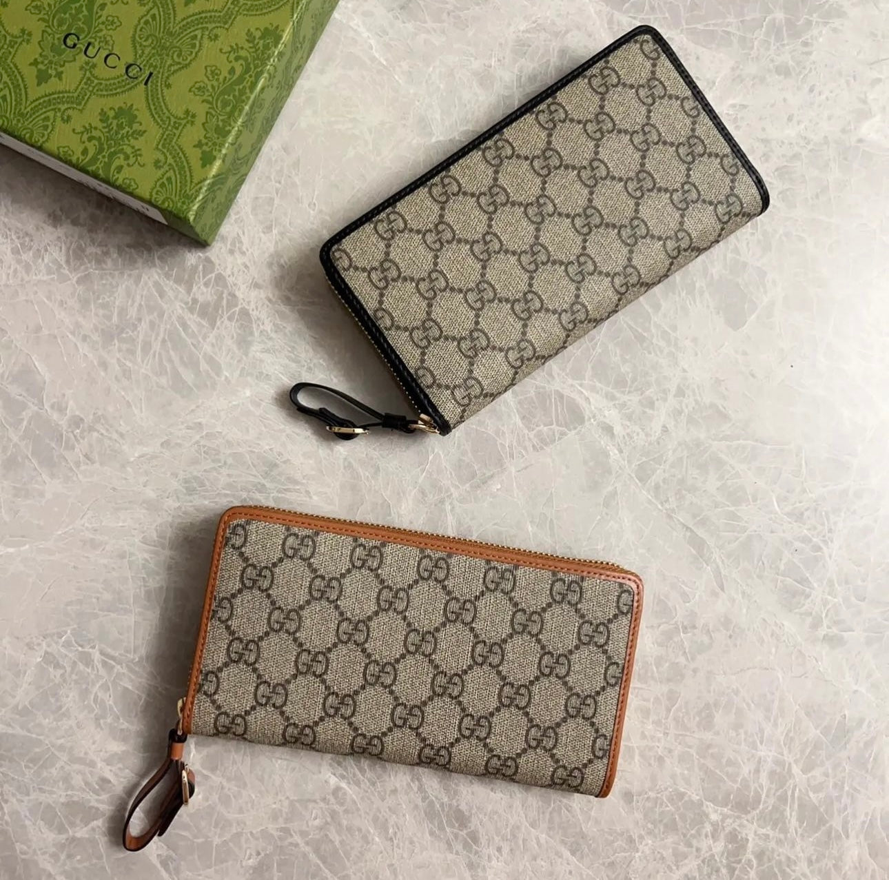 Gucci GG Supreme Monogram Zip Around Wallet