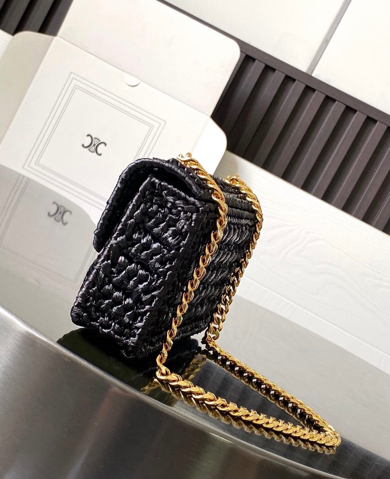 Celine Claudia Raffia Bag - Image 7