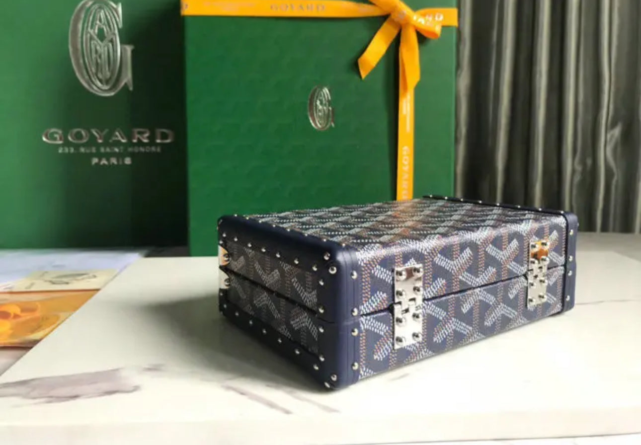 Goyard Leather And Coated Canvas Minaudiere Bag - Image 4