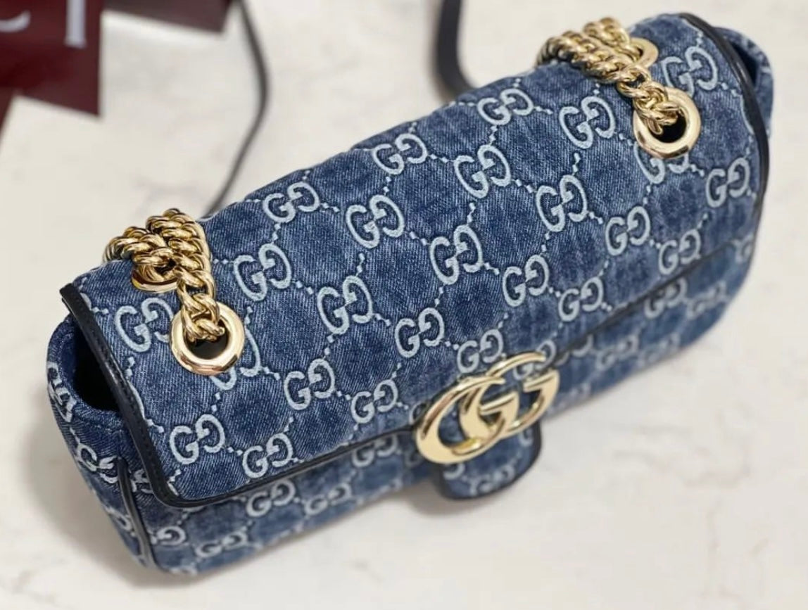Gucci Marmont Small Denim Shoulder Bag - Image 7