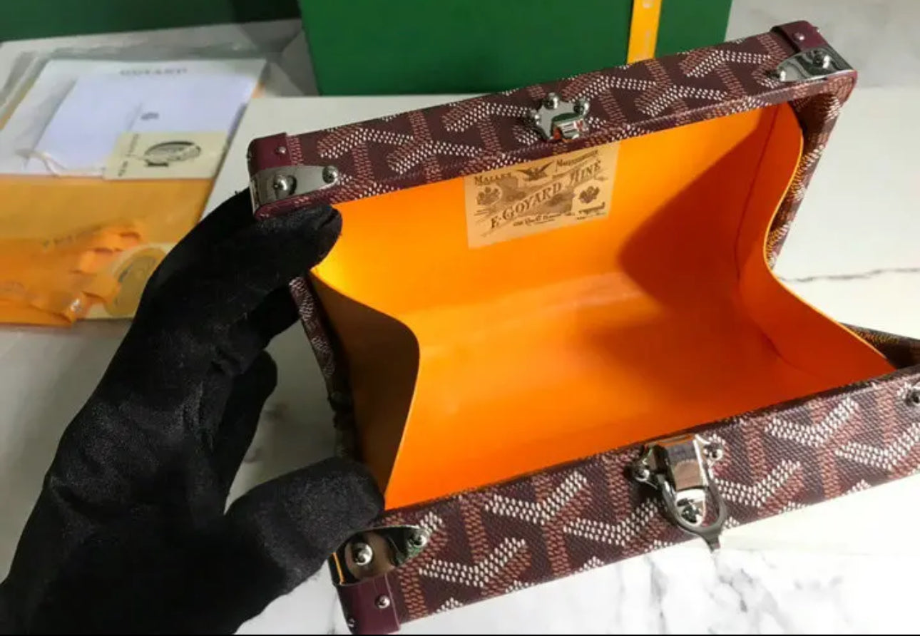 Goyard Leather And Coated Canvas Minaudiere Bag - Image 11