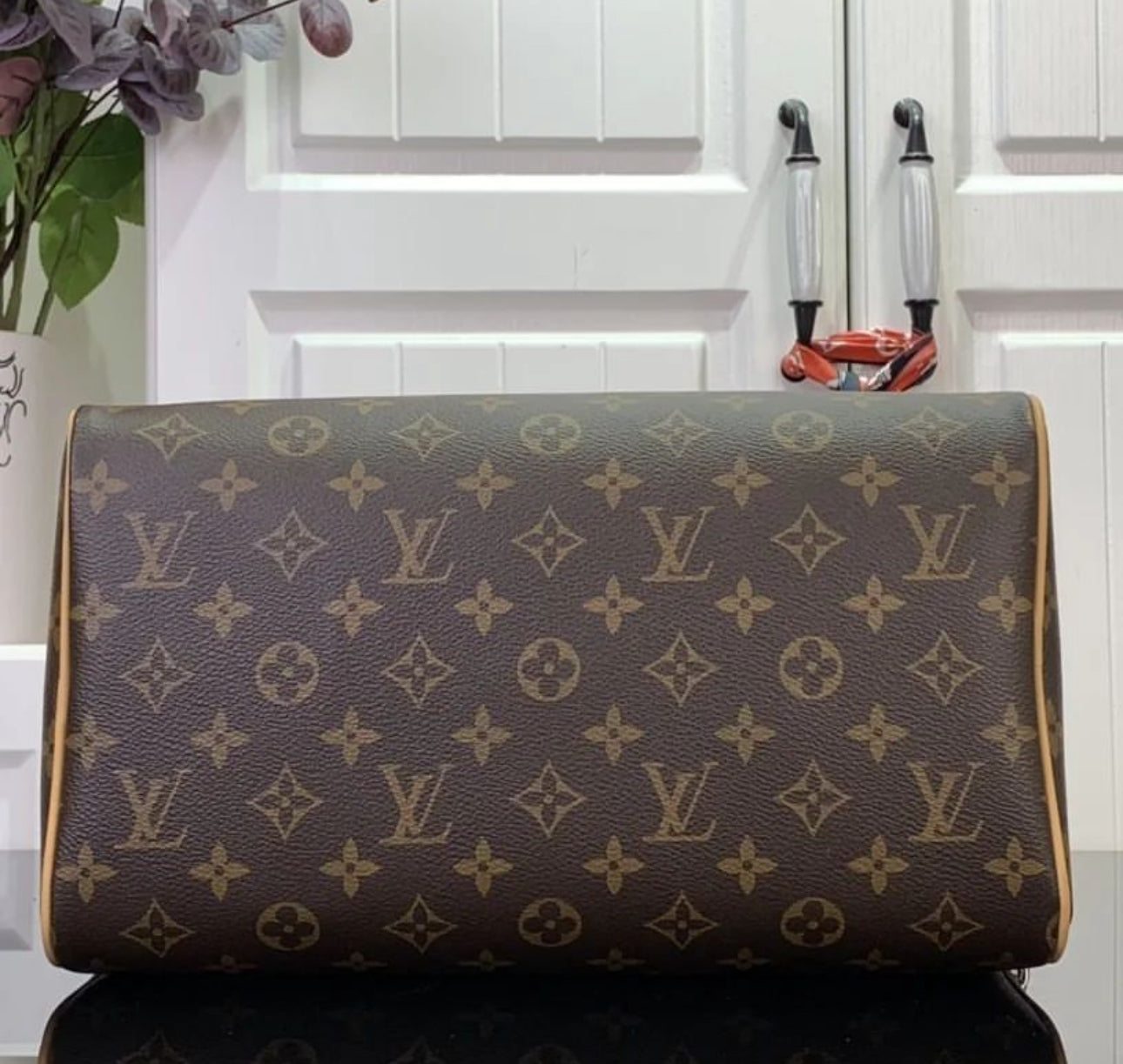 LV Speedy Soft 30 Brown Monogram Empreinte Souple Bag - Image 4