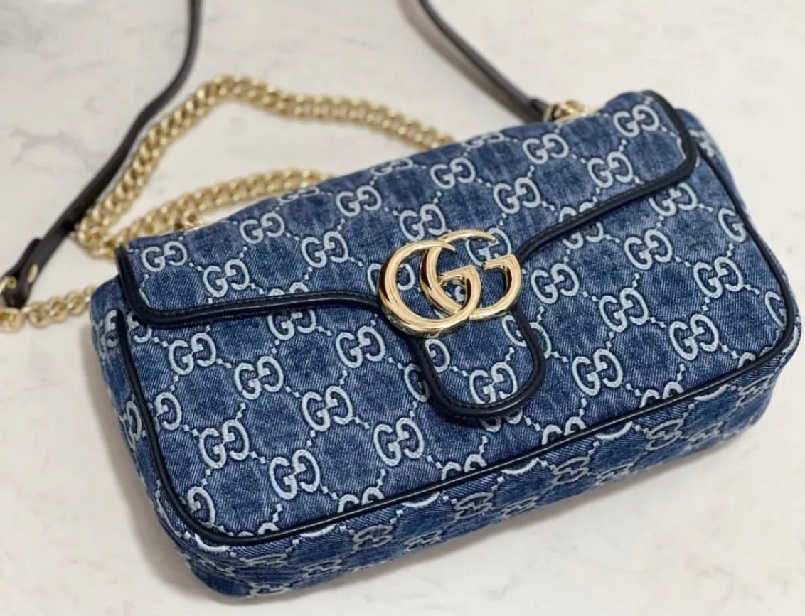 Gucci Marmont Small Denim Shoulder Bag - Image 4