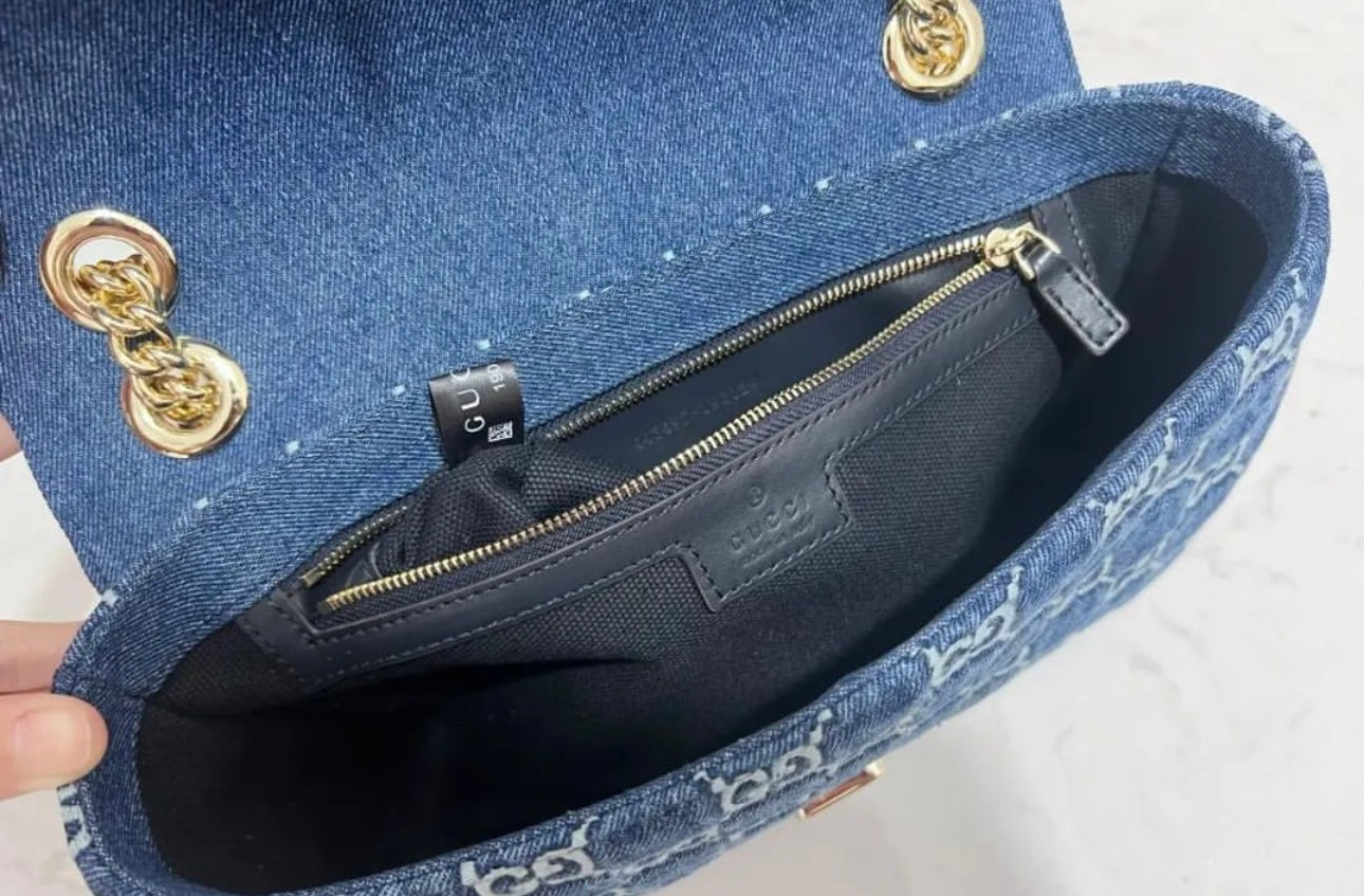 Gucci Marmont Small Denim Shoulder Bag - Image 6