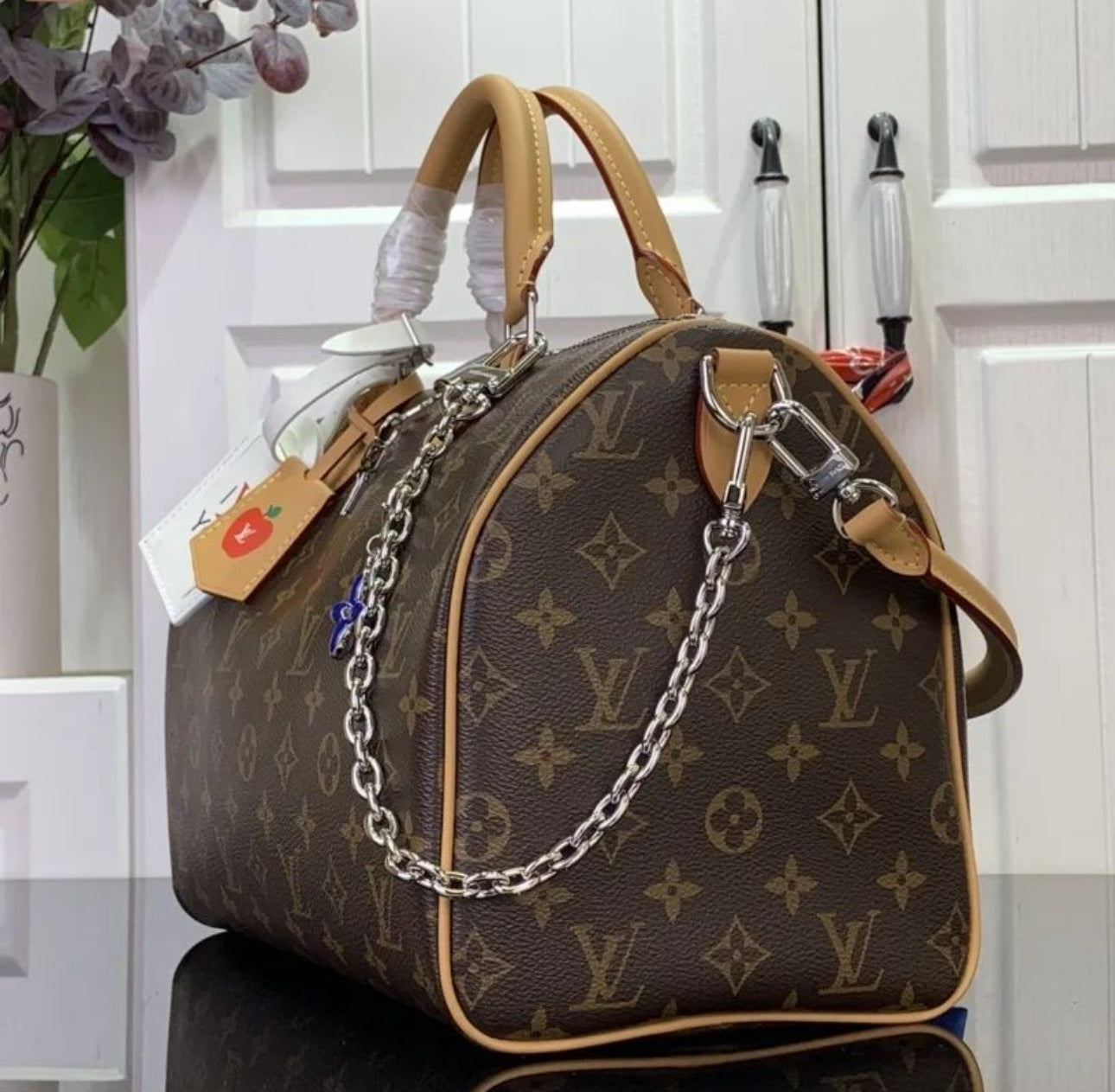 LV Speedy Soft 30 Brown Monogram Empreinte Souple Bag - Image 2