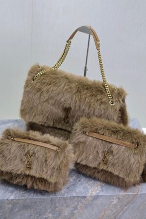Saint Laurent Niki faux fur shoulder bag