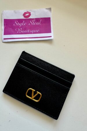 Valentino Garavani Leather V-Logo Card Holder