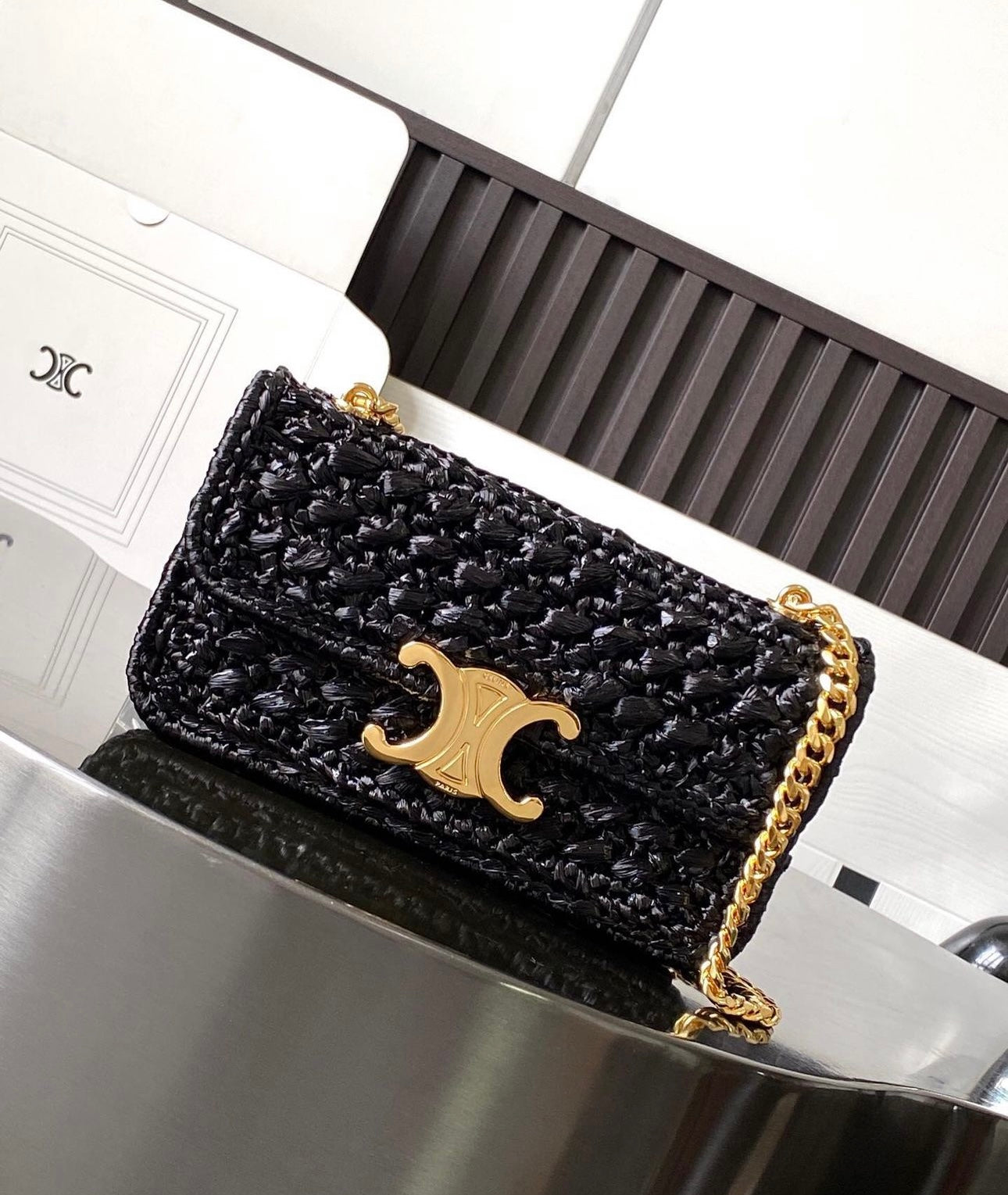 Celine Claudia Raffia Bag