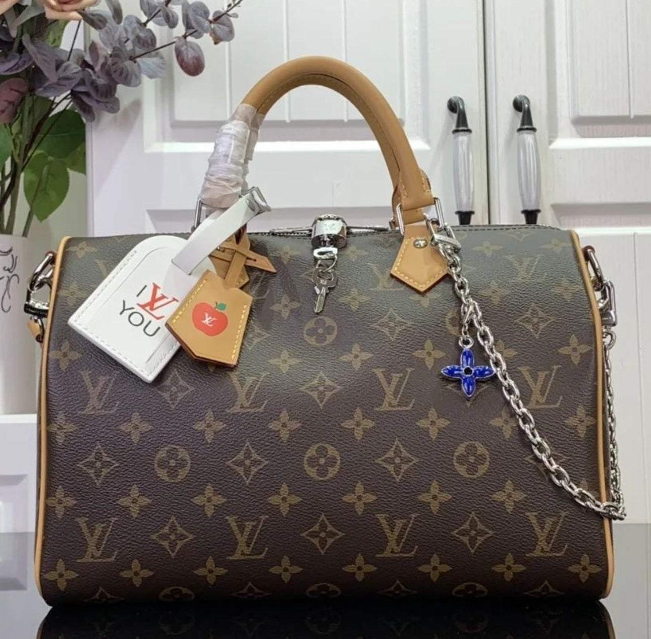 LV Speedy Soft 30 Brown Monogram Empreinte Souple Bag