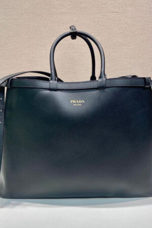 Prada Buckle Double Belt Leather Handbag