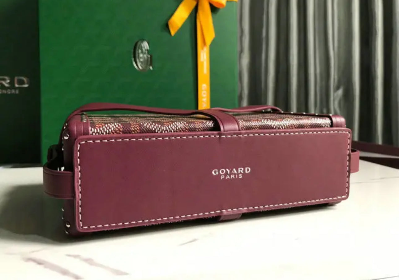 Goyard Leather And Coated Canvas Minaudiere Bag - Image 9