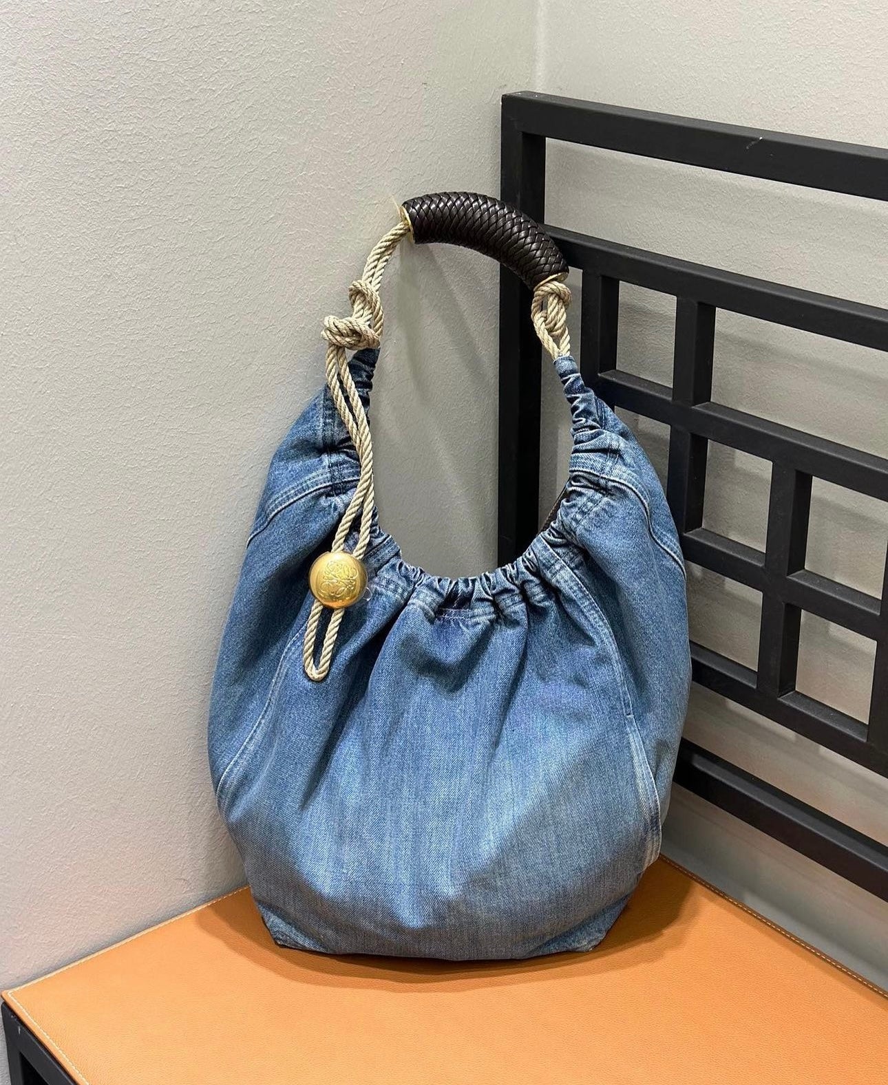 Loewe Squeeze Medium Denim Shoulder Bag