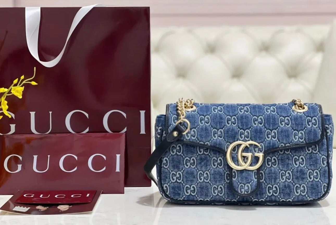 Gucci Marmont Small Denim Shoulder Bag