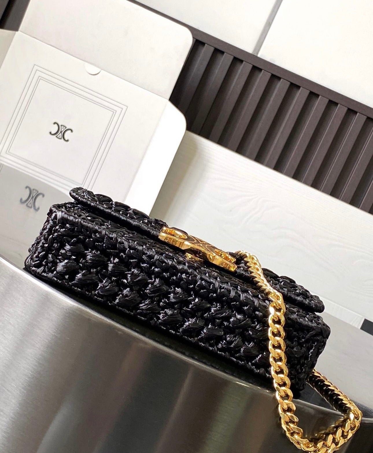 Celine Claudia Raffia Bag - Image 6