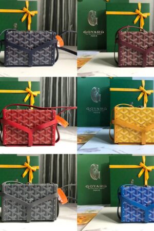 Goyard Leather And Coated Canvas Minaudiere Bag