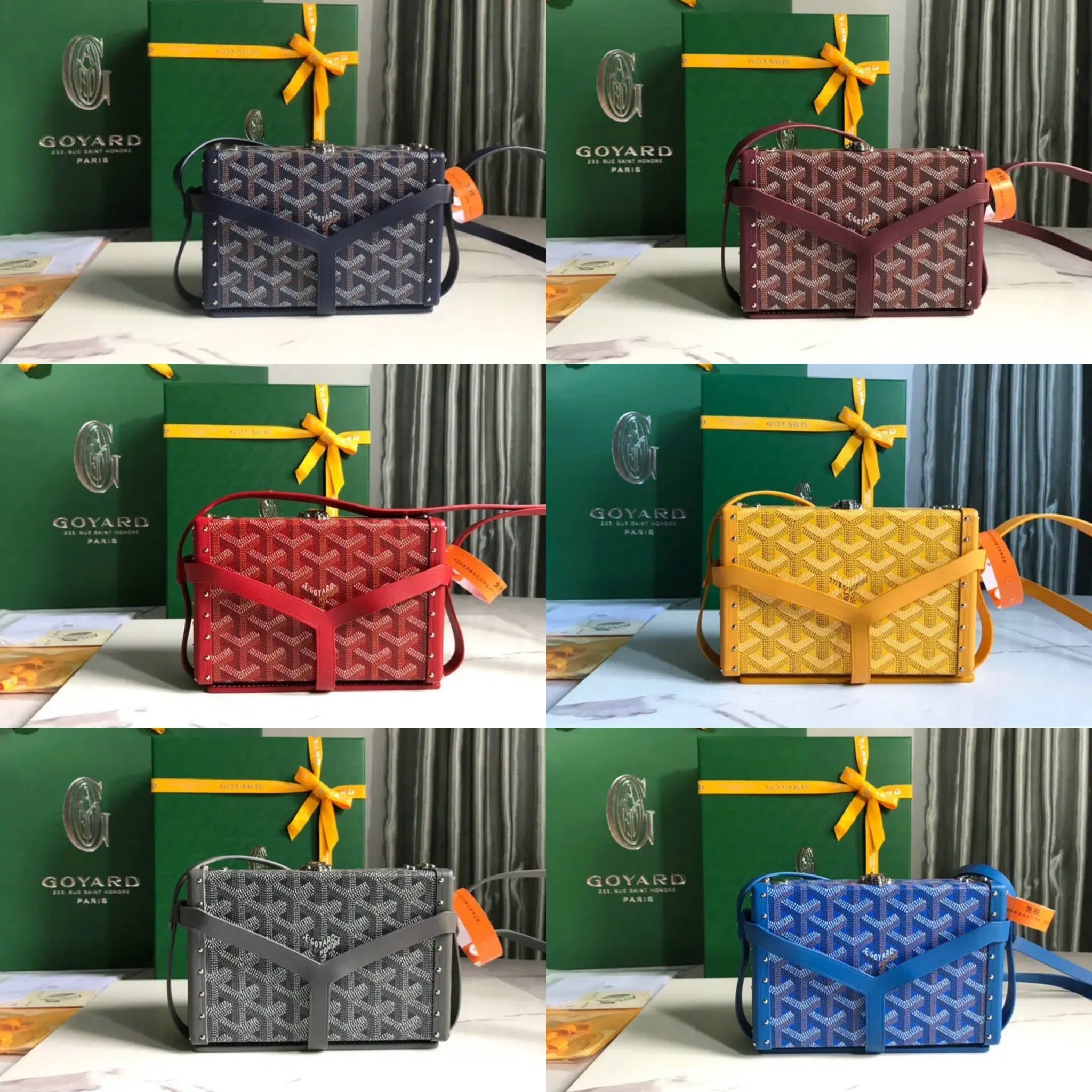 Goyard Leather And Coated Canvas Minaudiere Bag