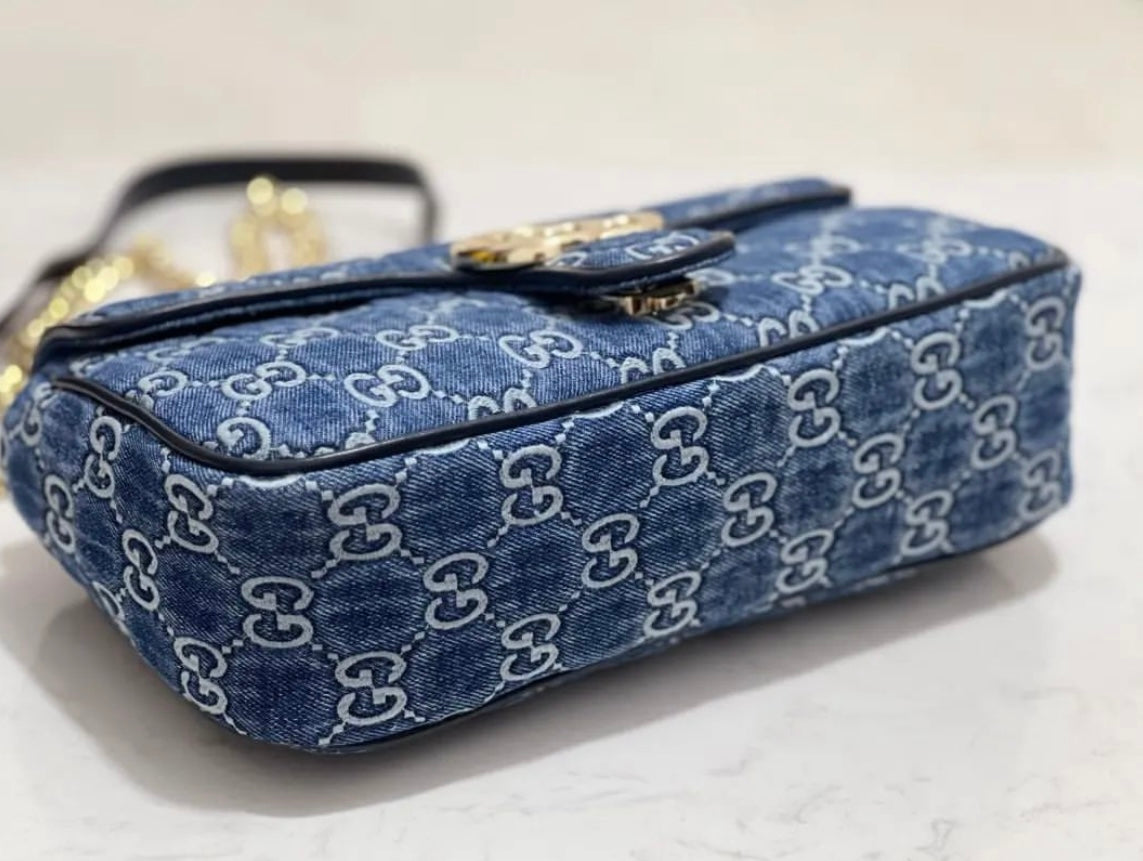Gucci Marmont Small Denim Shoulder Bag - Image 3