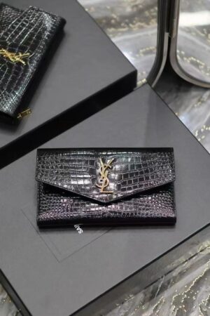 YSL Classic Crocodile Embossed Cowhide Long Wallet