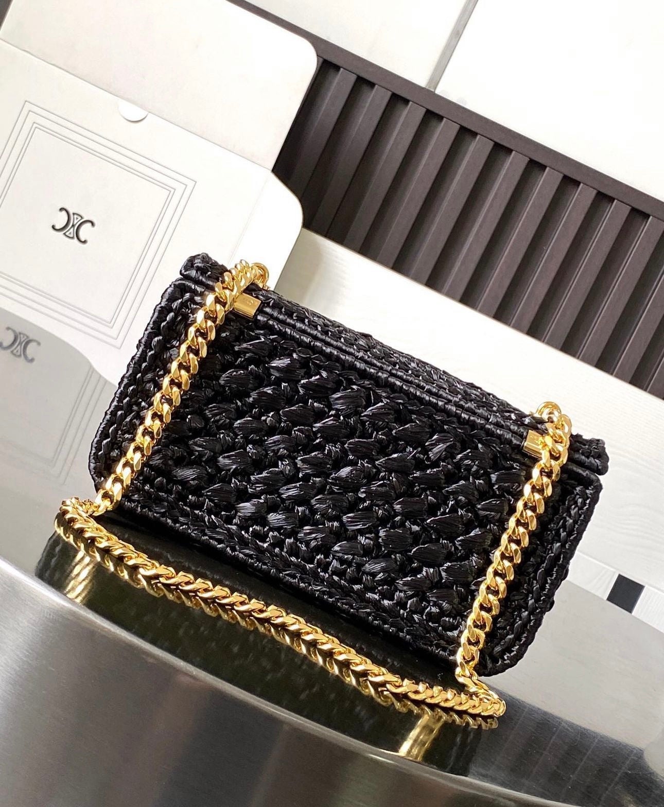 Celine Claudia Raffia Bag - Image 2