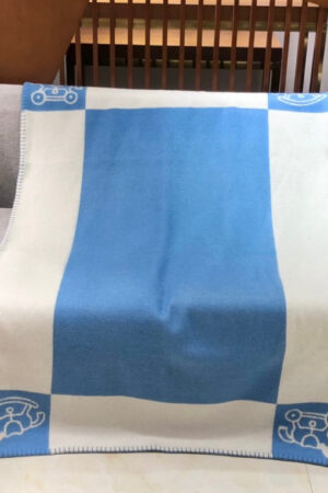 Hermes Wool Blue Blanket