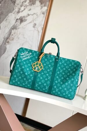 Louis Vuitton Teal Green Keepall Bandoulière 50