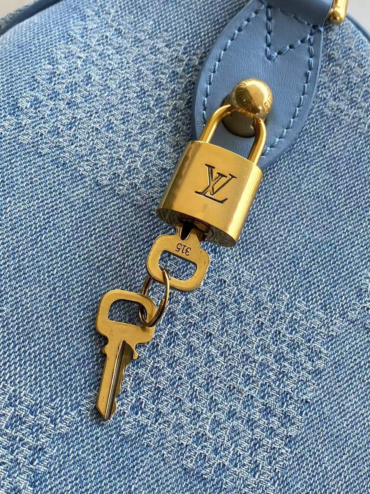Louis Vuitton Speedy 30 Blue Bandoulière - Image 3