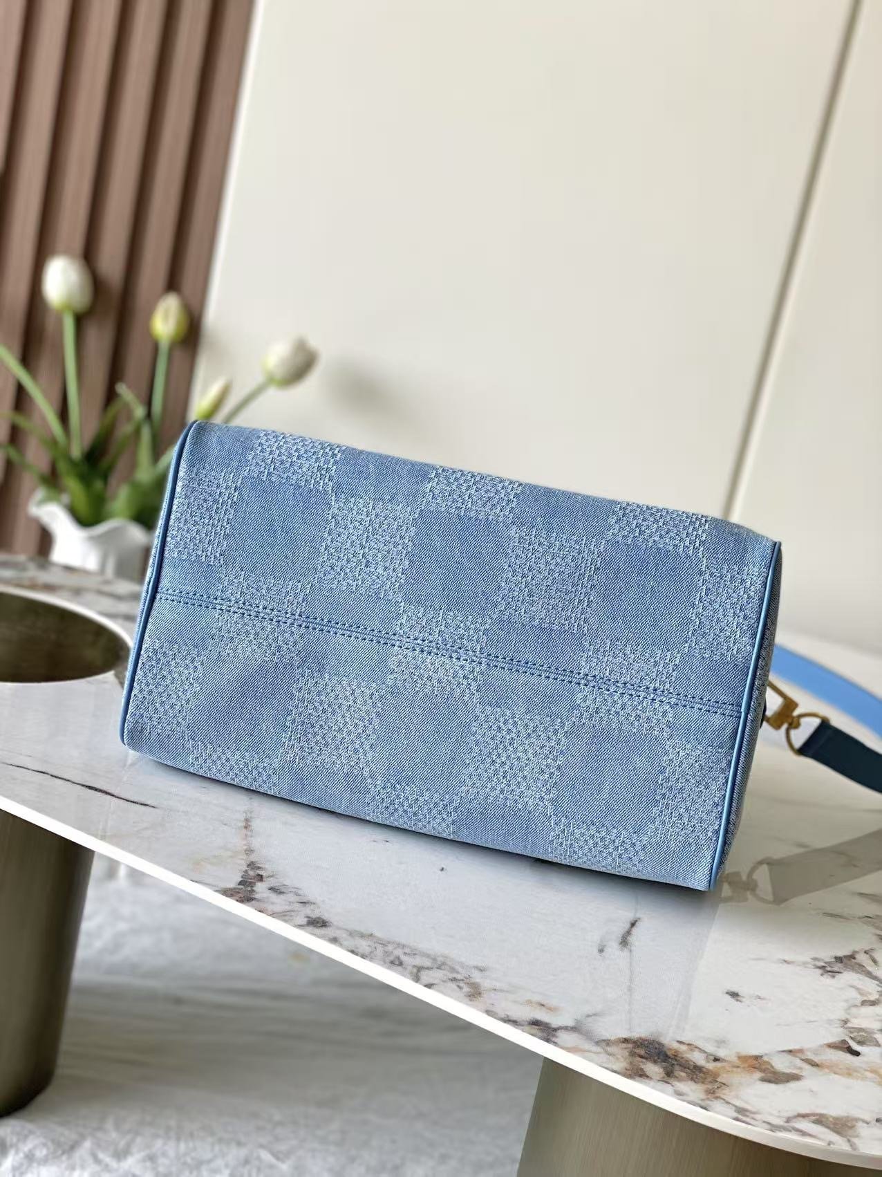Louis Vuitton Speedy 30 Blue Bandoulière - Image 6