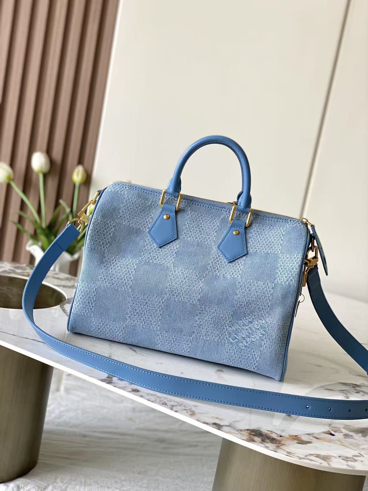 Louis Vuitton Speedy 30 Blue Bandoulière - Image 7