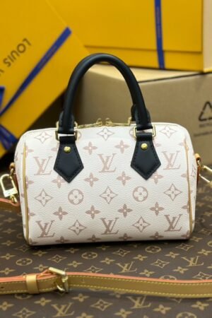 Louis Vuitton White With Light Brown Art Speedy 20