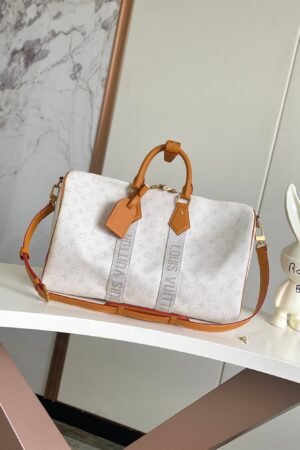 Louis Vuitton White Keepall Bandoulière