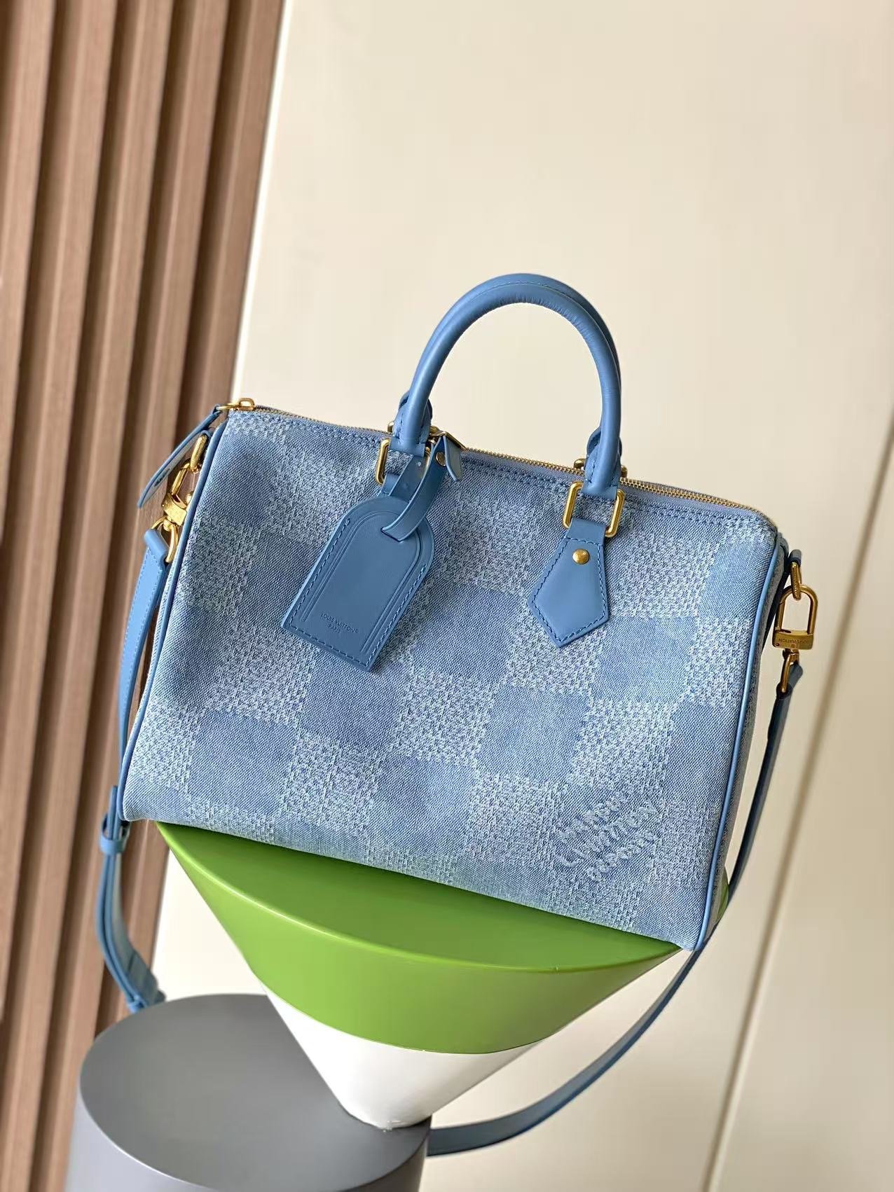 Louis Vuitton Speedy 30 Blue Bandoulière - Image 9