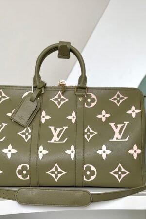Louis Vuitton Olive Green Keepall Bandoulière 45