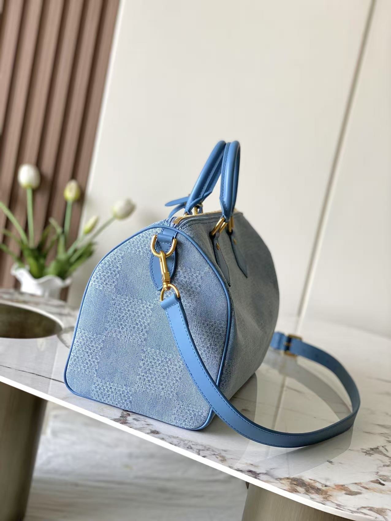 Louis Vuitton Speedy 30 Blue Bandoulière - Image 8