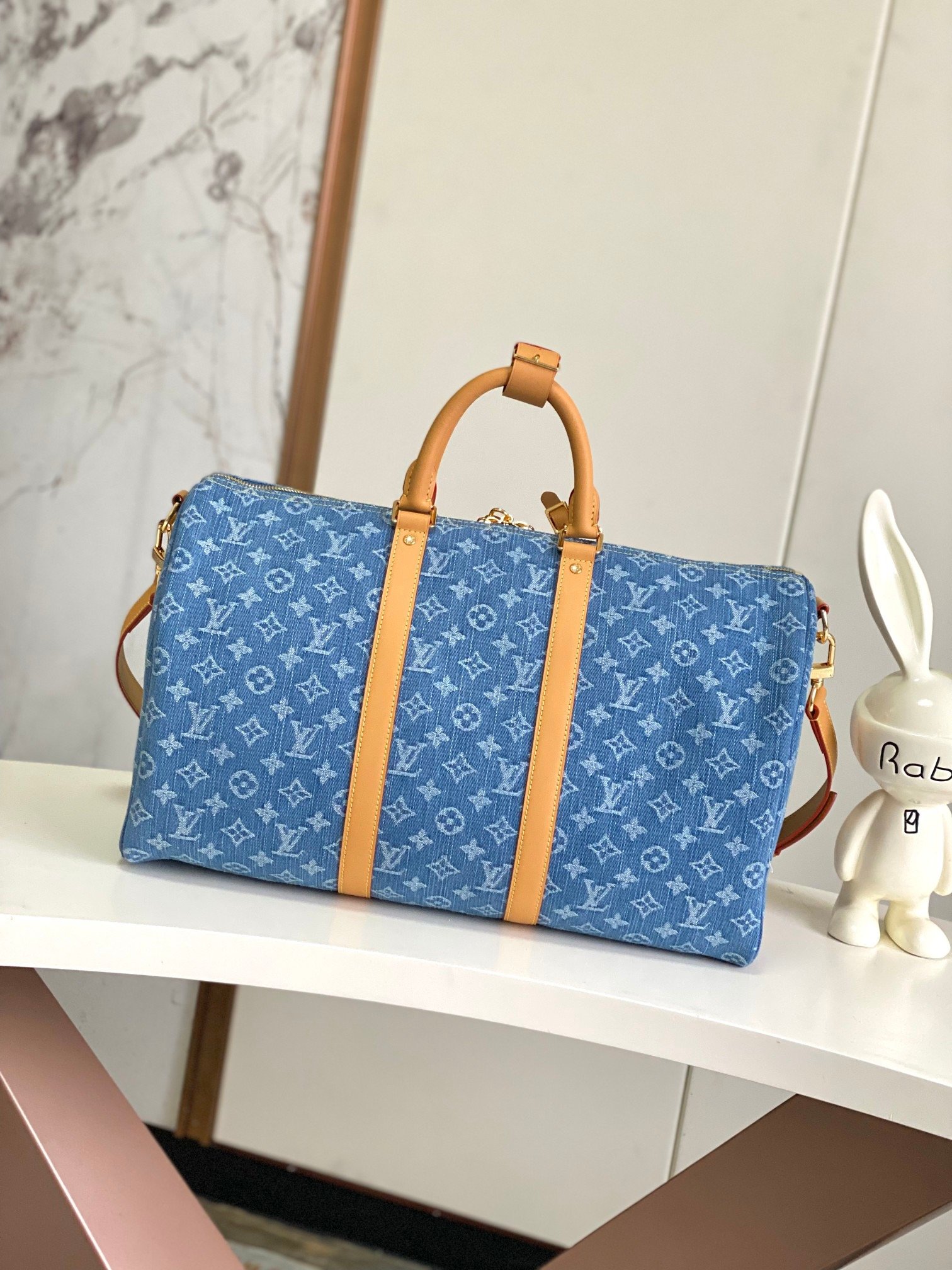 Louis Vuitton Blue Keepall Bandoulière 45 - Image 3