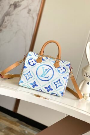 Louis Vuitton White with Blue Art Speedy 25