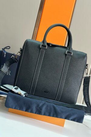 Christian Dior Black Leather Business Bag