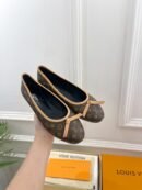 Louis Vuitton Ballet Flats Brown Women Luxury Leather Designer Shoes