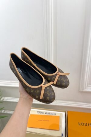 Louis Vuitton Ballet Flats Brown Women Luxury Leather Designer Shoes