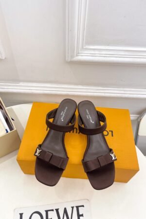 Louis Vuitton 6 AM Satin Mules Brown Women Luxury Slip-On Heels