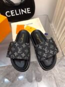 Louis Vuitton Black Flat Slides