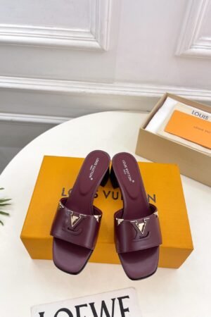 Louis Vuitton Mare Mule Burgundy Block Heel