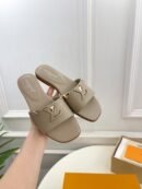 Louis Vuitton Mare Flat Mules Gray Calf Leather