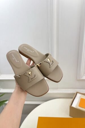 Louis Vuitton Mare Flat Mules Gray Calf Leather