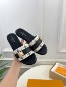 Louis Vuitton Lock It Flat White Sandals