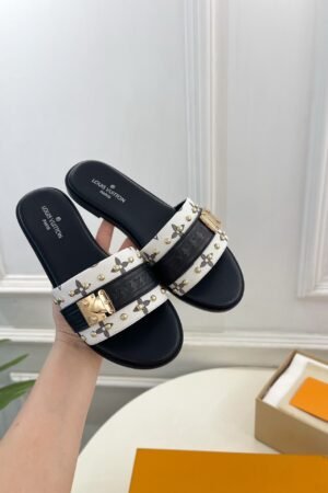Louis Vuitton Lock It Flat White Sandals