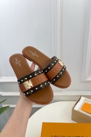 Louis Vuitton Lock It Flat Brown Sandals